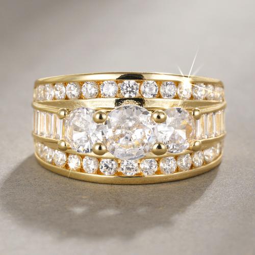 Cubic Zirconia Micro Pave Brass Ring, plated, different size for choice & micro pave cubic zirconia & for woman, Sold By PC