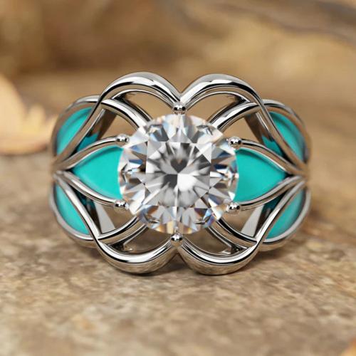 Kubische Zro2-Micro Pave Messingring, Messing, plattiert, verschiedene Größen vorhanden & Micro pave Zirkonia & für Frau & Emaille & hohl, verkauft von PC