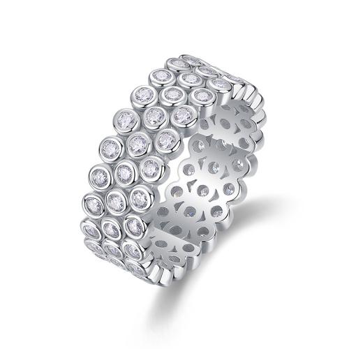 Kubische Zro2-Micro Pave Messingring, Messing, plattiert, verschiedene Größen vorhanden & Micro pave Zirkonia & für Frau & hohl, verkauft von PC