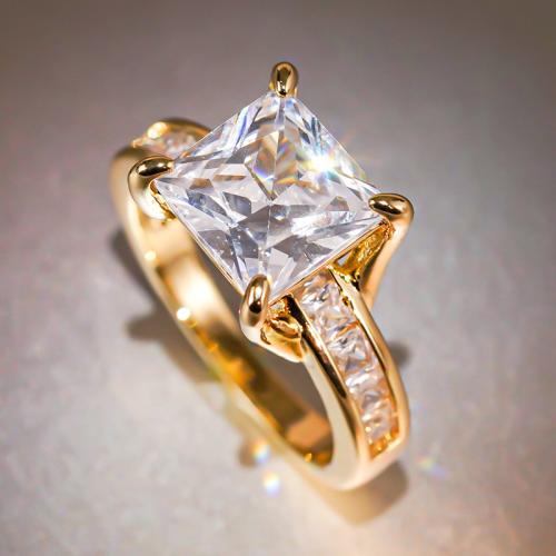 Kubische Zro2-Micro Pave Messingring, Messing, plattiert, verschiedene Größen vorhanden & Micro pave Zirkonia & für Frau, verkauft von PC