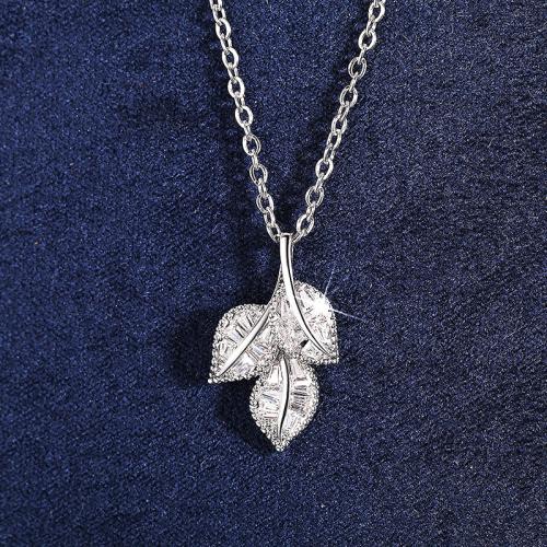 KubikZircon Mikro pflastern Messinghalsketten, Messing, plattiert, Modeschmuck & Micro pave Zirkonia & für Frau, Länge:ca. 45 cm, verkauft von PC