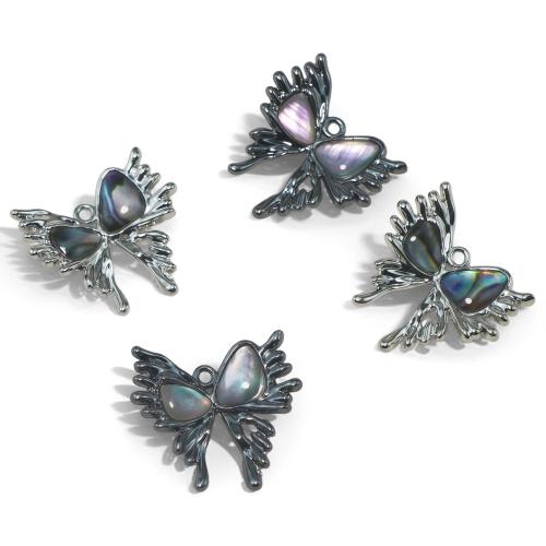 Pendentifs animaux en alliage de zinc, avec coquille, papillon, Placage, DIY, plus de couleurs à choisir, Vendu par PC