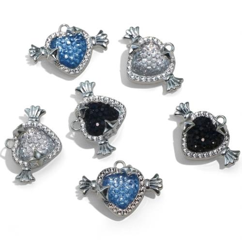 Colgantes de diamantes de imitación de la aleación de zinc, Corazón, chapado, Bricolaje & con diamantes de imitación, más colores para la opción, Vendido por UD