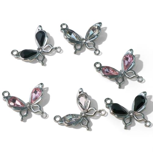 Colgantes de diamantes de imitación de la aleación de zinc, Mariposa, chapado, Bricolaje & con diamantes de imitación, más colores para la opción, Vendido por UD