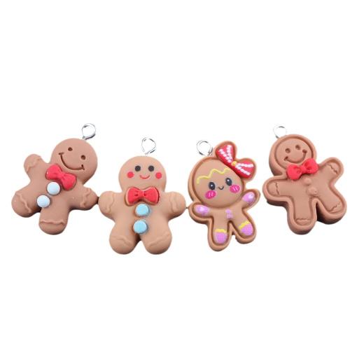 Resin Pendant, with Tibetan Style, Gingerbread Man, DIY, more colors for choice, 20x23mm, 100PCs/Bag, Sold By Bag