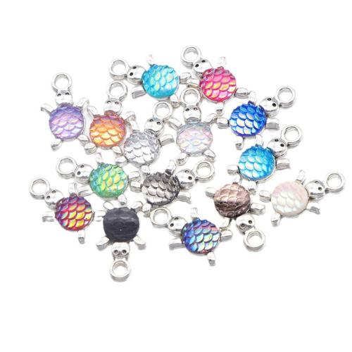 Resin Pendant, Tibetan Style, with Resin, Turtle, silver color plated, DIY, more colors for choice, 10mm, 100/Bag, Sold By Bag