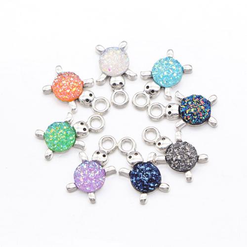 Colgantes de Resina, aleación de zinc, con resina, Tortuga, chapado en color de plata, Bricolaje, más colores para la opción, 10mm, 100PCs/Bolsa, Vendido por Bolsa