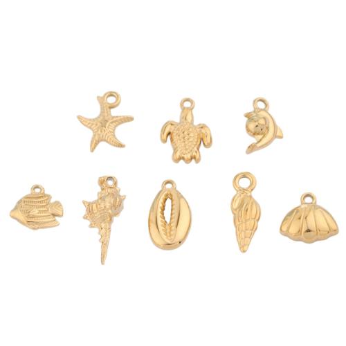 Нержавеющая сталь животных Подвески, Нержавеющая сталь 304, плакирован золотом, DIY, Золотой, продается PC