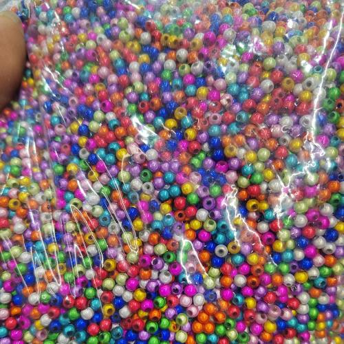 Acrylic Jewelry Beads, Round, DIY, mixed colors, 4mm, Sold By Bag