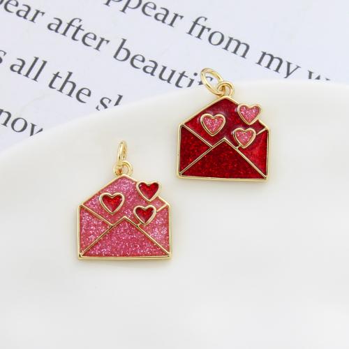 Brass Jewelry Pendants, Envelope, plated, DIY & enamel, more colors for choice, nickel, lead & cadmium free, 14.80x14x2.10mm, Sold By PC