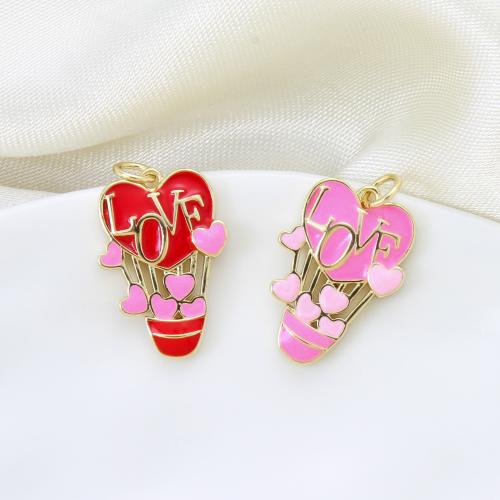 Brass Jewelry Pendants, Hot Balloon, plated, DIY & enamel, more colors for choice, nickel, lead & cadmium free, 21x14.50x2.60mm, Sold By PC