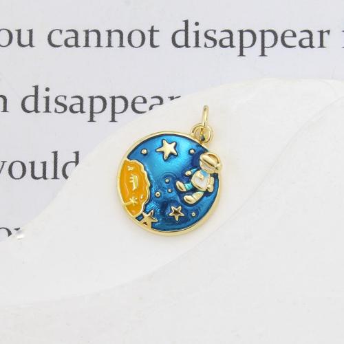 Messing Schmuck Anhänger, rund, plattiert, DIY & Emaille, keine, frei von Nickel, Blei & Kadmium, 16.30x14x4mm, verkauft von PC