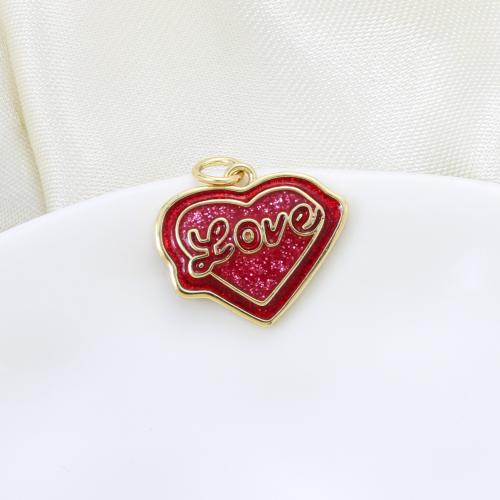 Brass Heart Pendants, plated, DIY & enamel, more colors for choice, nickel, lead & cadmium free, 15.70x18.40x2.30mm, Sold By PC