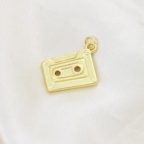 Brass Jewelry Pendants, cassette, plated, DIY, golden, nickel, lead & cadmium free, 21.30x13.40x2mm, Sold By PC