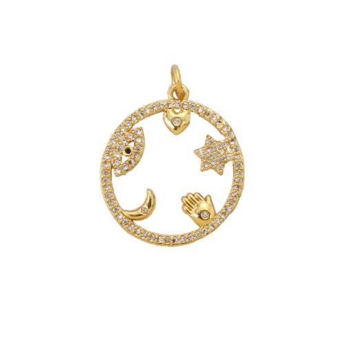 Cúbicos Circonia Colgante Latón Micro pavimenta, metal, Esférico, chapado, Bricolaje & micro arcilla de zirconia cúbica & hueco, más colores para la opción, libre de níquel, plomo & cadmio, 23.70x20.80x1.90mm, Vendido por UD