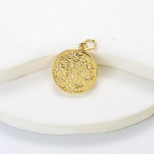 Brass Jewelry Pendants, Round, plated, DIY, gold, nickel, lead & cadmium free, 16.70x14.50x2.20mm, Sold By PC