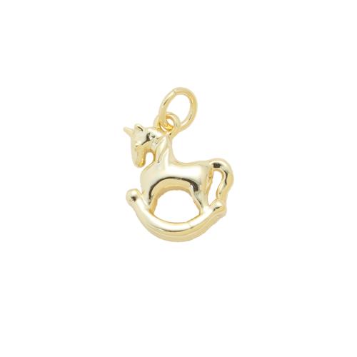 Brass Jewelry Pendants, rocking horse, plated, DIY, gold, nickel, lead & cadmium free, 13.70x11.50x4.80mm, Sold By PC