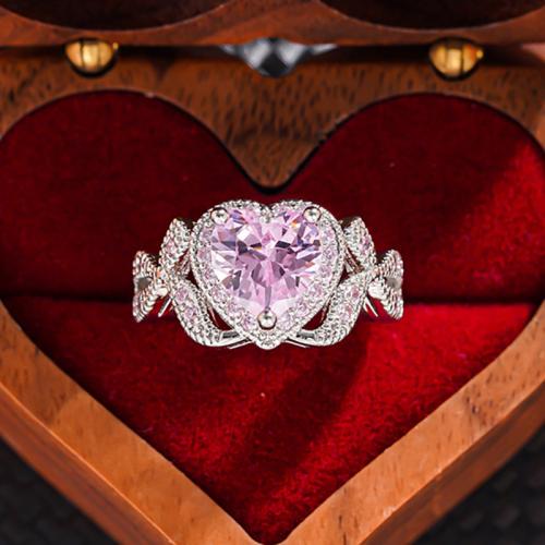 Cubic Zirconia Micro Pave Brass Ring, plated, different size for choice & micro pave cubic zirconia & for woman & hollow, Sold By PC