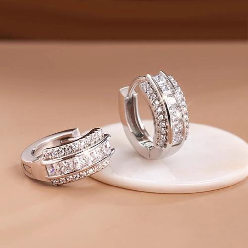 Boucles d'oreilles en laiton zircon cubique pavent, Placage, bijoux de mode & pavé de micro zircon & pour femme, plus de couleurs à choisir, Vendu par paire