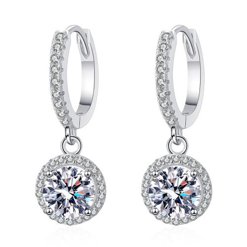 Boucles d'oreilles en laiton zircon cubique pavent, Rond, Placage, bijoux de mode & pavé de micro zircon & pour femme, Vendu par paire