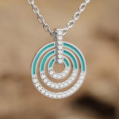 KubikZircon Mikro pflastern Messinghalsketten, Messing, plattiert, Micro pave Zirkonia & für Frau & Emaille & hohl, Länge:ca. 45 cm, verkauft von PC