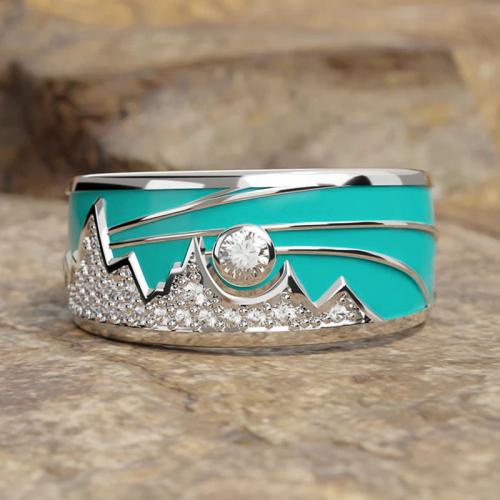 Kubische Zro2-Micro Pave Messingring, Messing, plattiert, verschiedene Größen vorhanden & Micro pave Zirkonia & für Frau & Emaille, verkauft von PC