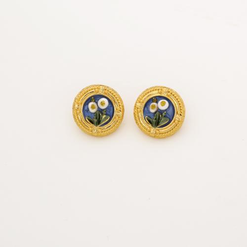 Pendientes de Perlas de Freshwater, metal, con Perlas cultivadas de agua dulce, chapado en color dorado, Joyería & para mujer & esmalte, más colores para la opción, Vendido por Par