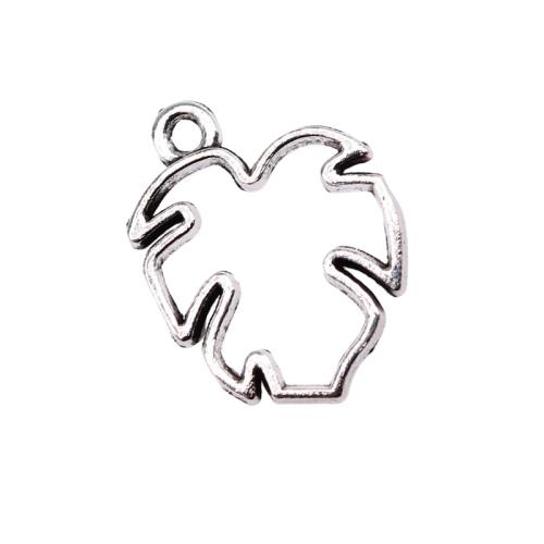 Zinklegierung Blatt Anhänger, antik silberfarben plattiert, DIY & hohl, 19x15mm, 20PCs/Tasche, verkauft von Tasche