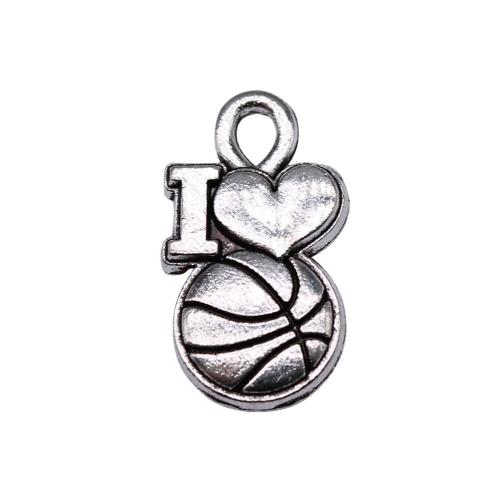 Pendentifs en alliage de zinc, Volley-ball, Plaqué de couleur d'argent, DIY, 18x10mm, 20PC/sac, Vendu par sac