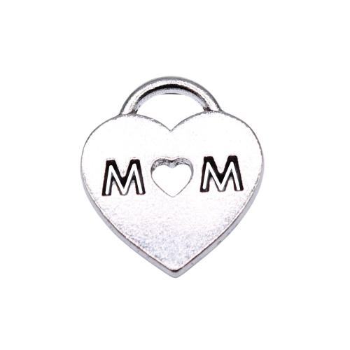 Подвеска- сердце из цинкового сплава, цинковый сплав, Сердце, плакированный цветом под старое серебро, DIY & отверстие, 17x15mm, 10ПК/сумка, продается сумка