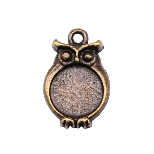 Tibetan Style Pendant Cabochon Setting, Owl, antique bronze color plated, DIY, 18x12mm, 20PCs/Bag, Sold By Bag