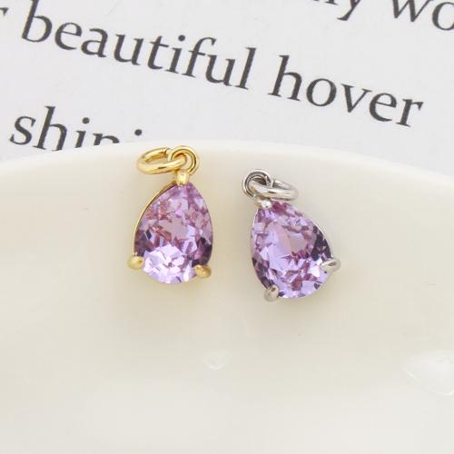 Colgantes de latón cúbicos Circonia (CZ), metal, Gota, chapado, Bricolaje & micro arcilla de zirconia cúbica, más colores para la opción, 10.50x6.50x5mm, Vendido por UD