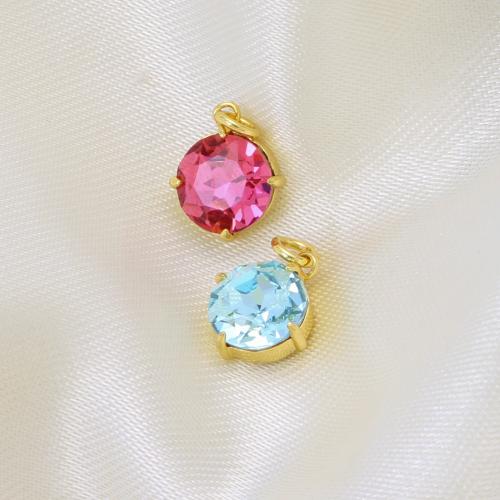 Cubic Zirkonia (CZ) Messing Anhänger, rund, plattiert, DIY & Micro pave Zirkonia, keine, 11x9.50x5mm, verkauft von PC