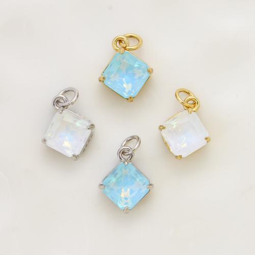 Cubic Zirkonia (CZ) Messing Anhänger, Quadrat, plattiert, DIY & Micro pave Zirkonia, keine, 13.60x11x6.50mm, verkauft von PC