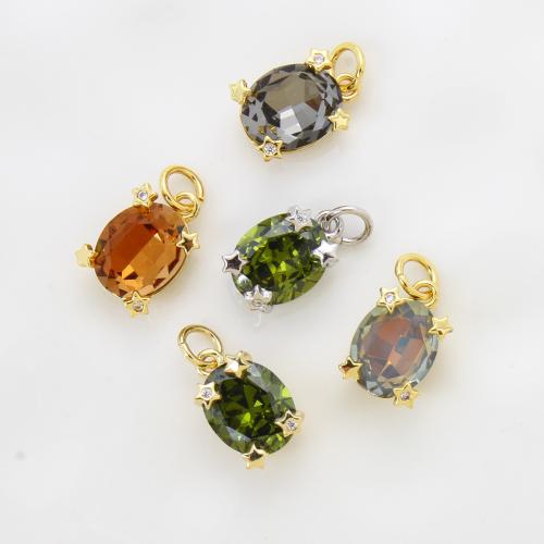 Cubic Zirkonia (CZ) Messing Anhänger, plattiert, DIY & Micro pave Zirkonia, keine, 12.40x8x6mm, verkauft von PC