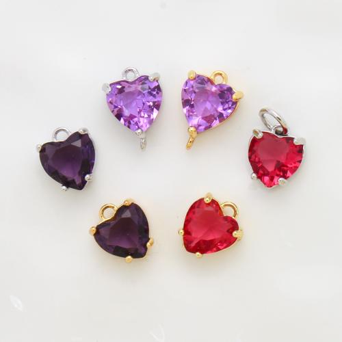 Colgantes de latón cúbicos Circonia (CZ), metal, Corazón, chapado, Bricolaje & micro arcilla de zirconia cúbica, más colores para la opción, 9.70x8.30x4.80mm, Vendido por UD