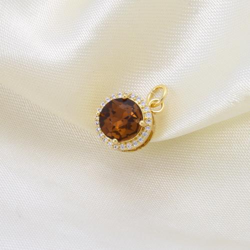 Befestigter Zirkonia Messing Anhänger, rund, plattiert, DIY & Micro pave Zirkonia, keine, 13.70x10.90x8mm, verkauft von PC