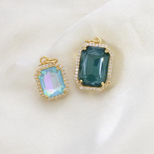 Befestigter Zirkonia Messing Anhänger, Quadrat, plattiert, DIY & Micro pave Zirkonia, keine, 19.30x13x8.30mm, verkauft von PC