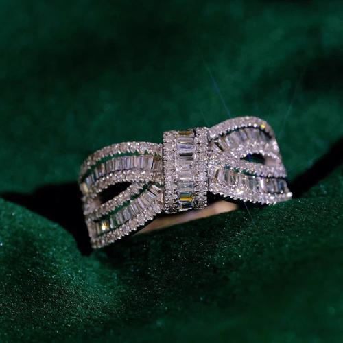 Kubische Zro2-Micro Pave Messingring, Messing, plattiert, verschiedene Größen vorhanden & Micro pave Zirkonia & für Frau, verkauft von PC