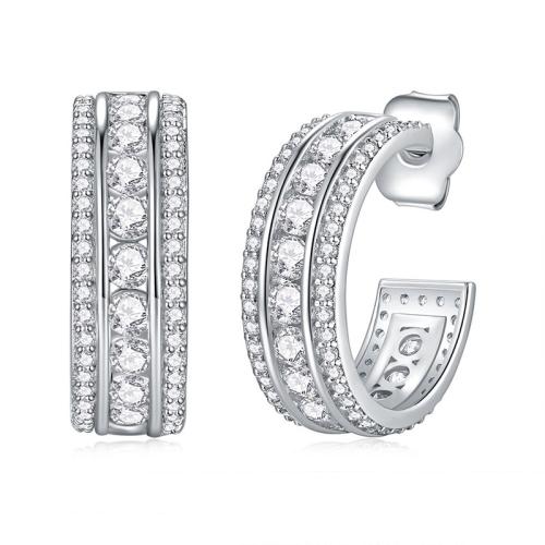 Cubic Zirconia Micro Pave Brass Earring, plated, micro pave cubic zirconia & for woman & hollow, Sold By Pair