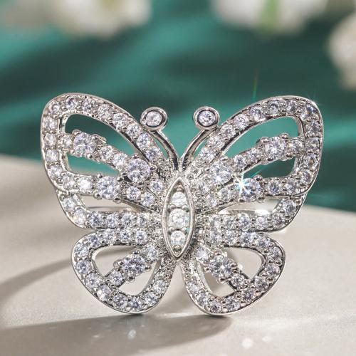 Kubische Zro2-Micro Pave Messingring, Messing, Schmetterling, plattiert, verschiedene Größen vorhanden & Micro pave Zirkonia & für Frau & hohl, verkauft von PC