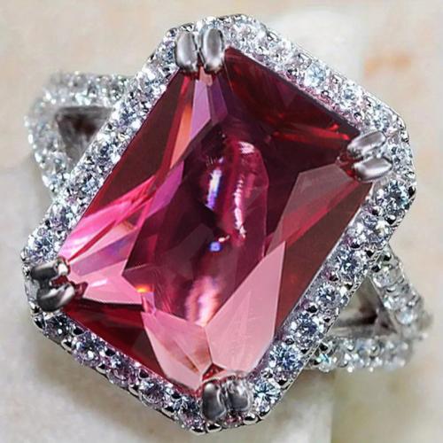 Kubische Zro2-Micro Pave Messingring, Messing, plattiert, verschiedene Größen vorhanden & Micro pave Zirkonia & für Frau, verkauft von PC