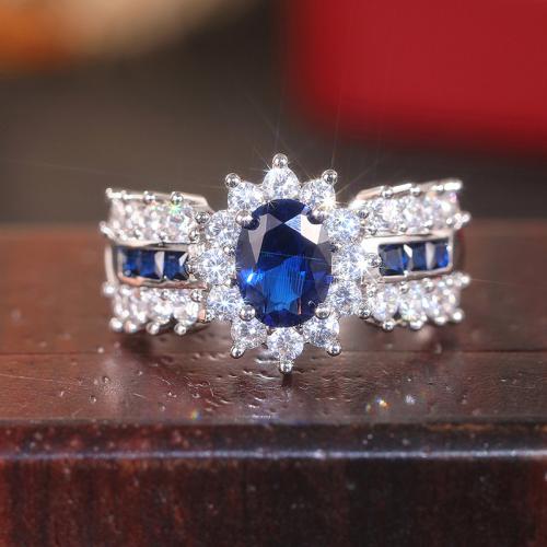 Kubische Zro2-Micro Pave Messingring, Messing, plattiert, verschiedene Größen vorhanden & Micro pave Zirkonia & für Frau, keine, verkauft von PC