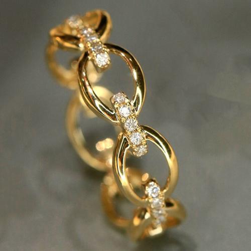 Kubische Zro2-Micro Pave Messingring, Messing, plattiert, verschiedene Größen vorhanden & Micro pave Zirkonia & für Frau & hohl, verkauft von PC