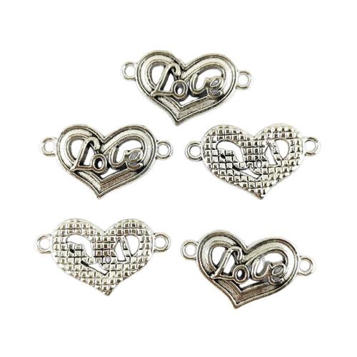 Heart Tibetan Style Connector, silver color plated, DIY & hollow, 17x29mm, 100PCs/Bag, Sold By Bag