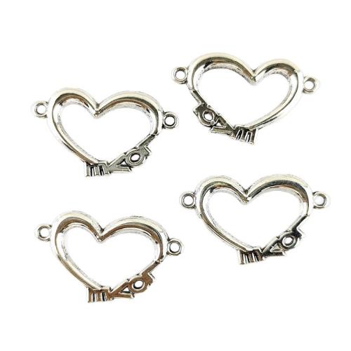 Heart Tibetan Style Connector, silver color plated, DIY & hollow, 19x32mm, 100PCs/Bag, Sold By Bag