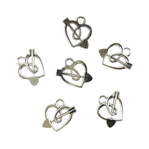 Zinklegierung Herz Anhänger, silberfarben plattiert, DIY & hohl, 16x15mm, 100PCs/Tasche, verkauft von Tasche