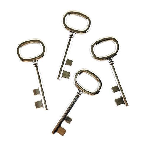 Tibetan Style Key Pendants, silver color plated, DIY, 41x17mm, 100PCs/Bag, Sold By Bag