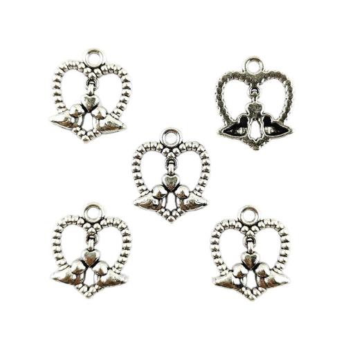 Pendentifs coeur en alliage de zinc, Placage de couleur argentée, DIY & creux, 18x15mm, 100PC/sac, Vendu par sac