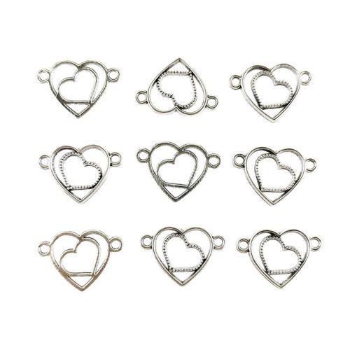 Heart Tibetan Style Connector, silver color plated, DIY & hollow, 16x23mm, 100PCs/Bag, Sold By Bag